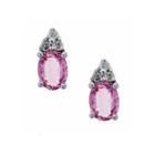 Limited Quantities Lab Created Pink Oval Sapphire 14k White Gold Stud Earrings