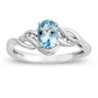 Womens Diamond Accent Blue Aquamarine 10k Gold Cocktail Ring