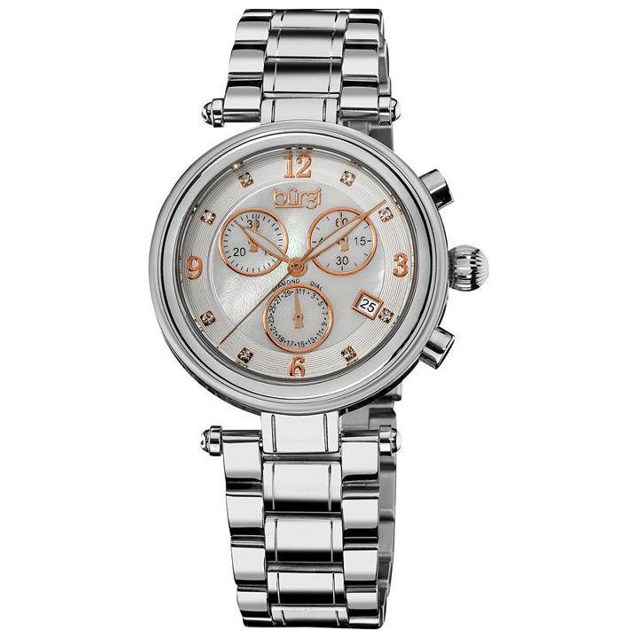 Burgi Womens Silver Tone Strap Watch-b-080ss