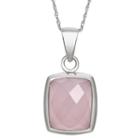 Womens Pink Quartz Rectangular Pendant