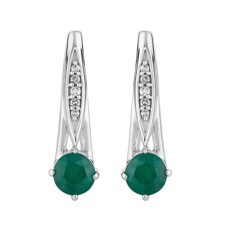 1/7 Ct. T.w. Genuine Green Emerald 10k White Gold Drop Earrings