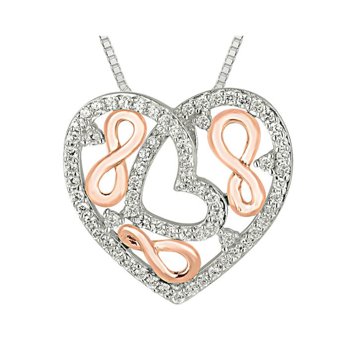 1/2 Ct. T.w. Diamond 10k Two-tone Rose Gold Heart Pendant Necklace