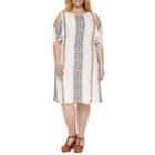 Studio 1 Short Sleeve Embroidered Sheath Dress-plus
