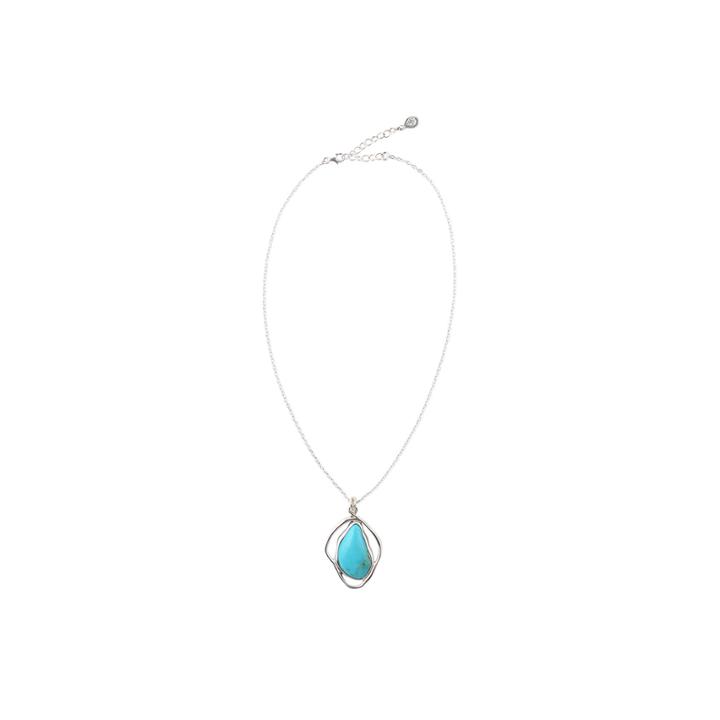 Silver Elements By Barse Womens Blue Turquoise Sterling Silver Pendant Necklace