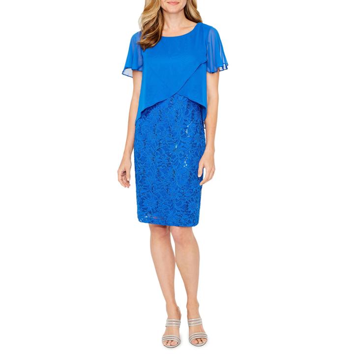 Ronni Nicole Short Sleeve Sequin Pattern Sheath Dress