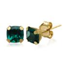 Lab-created Emerald 10k Yellow Gold Stud Earrings