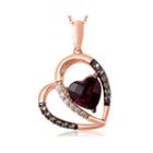 Grand Sample Sale By Le Vian Raspberry Rhodolite, Chocolate Quartz, 1/10 Ct. T.w. Vanilla Diamonds 14k Strawberry Gold Heart Pendant Necklace