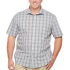 Claiborne Short Sleeve Dots Button-front Shirt-big And Tall
