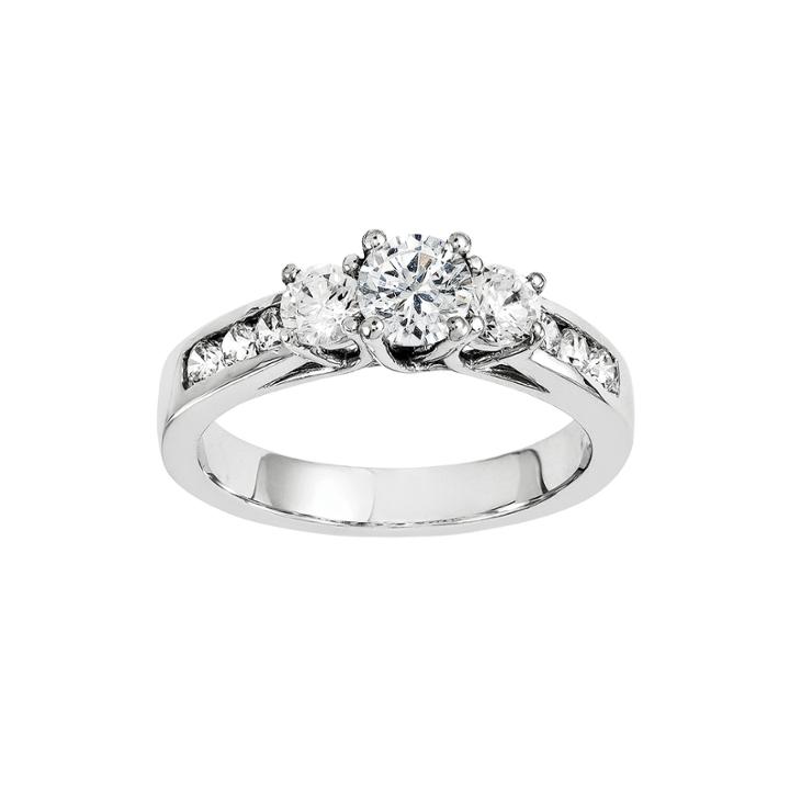 1 1/3 Ct. T.w. Diamond 14k White Gold 3-stone Engagement Ring