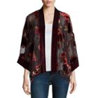 Eyeshadow 3/4 Sleeve Velvet Blouse-juniors