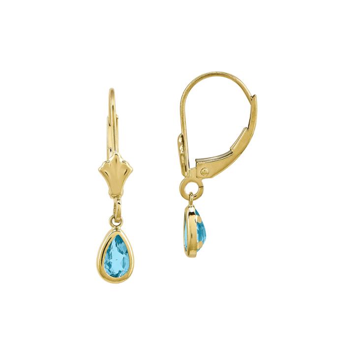 Genuine Swiss Blue Topaz 14k Yellow Gold Blue Topaz Earrings