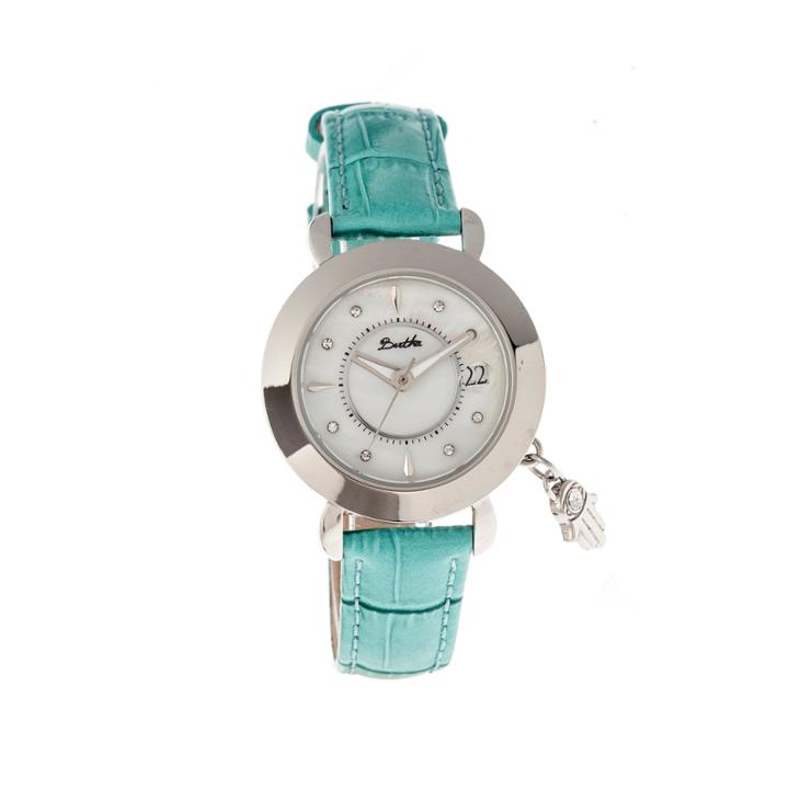 Bertha Womens Hannah Mother-of-pearl Turquoise Leather-band Watch With Datebthbr5601