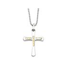 Mens Stainless Steel & 14k Yellow Gold Accent Cross Pendant