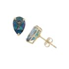 Pear Blue Mystic Fire Topaz 10k Gold Stud Earrings