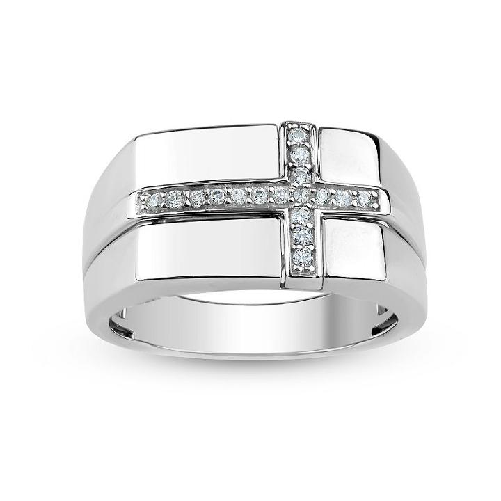 Mens Round White Sapphire