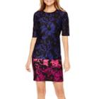 Danny & Nicole Elbow-sleeve Floral Print Scuba Sheath Dress - Petite