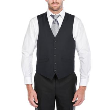 Verno Men's Dark Navy 100% Wool Classic-fit Single Breast 3-piece Suit
