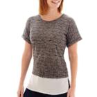 Liz Claiborne Short-sleeve Dual-texture Slub T-shirt - Petite