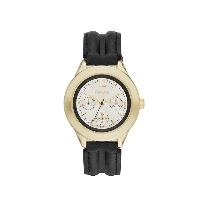 Geneva Womens Black Strap Watch