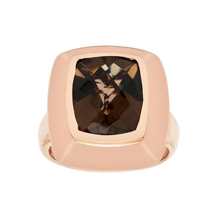 Womens Genuine Brown Quartz Gold Over Silver Cocktail Ring