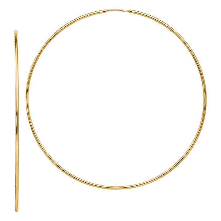 14k Gold 66.6mm Round Hoop Earrings