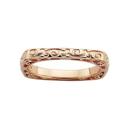 Personally Stackable Square Patterned Ring 18k Rose Gold Over Sterling Silver