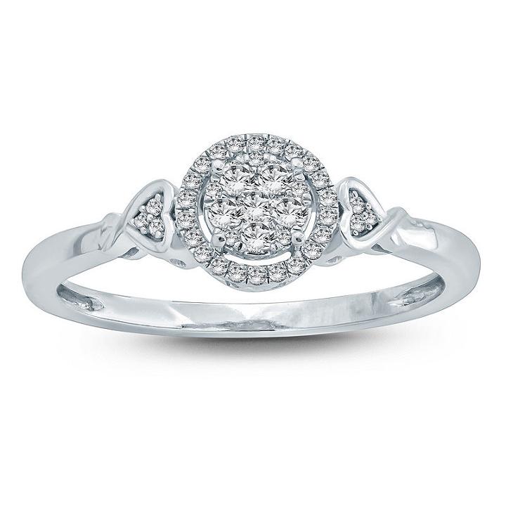 Promise My Love Womens 1/6 Ct. T.w. Genuine Round White Diamond Sterling Silver Promise Ring
