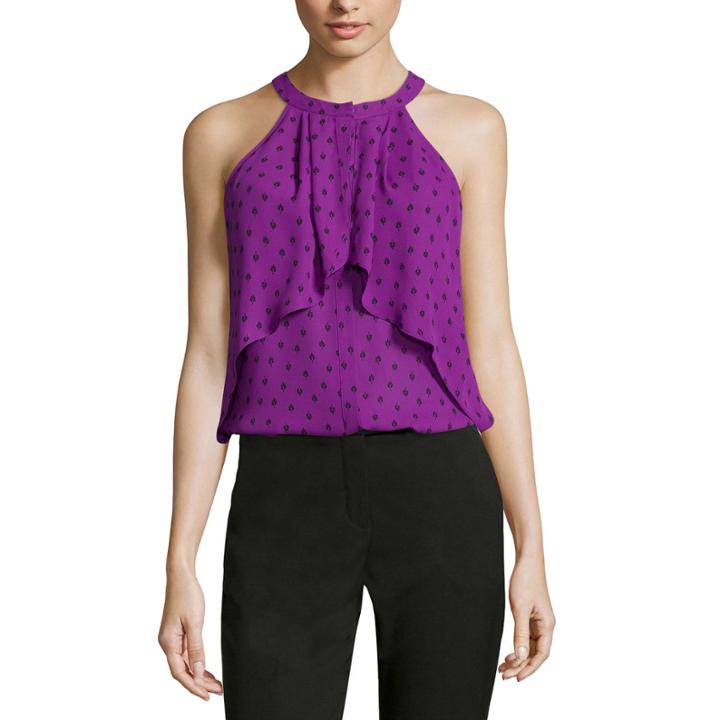 Worthington Sleeveless Ruffled Halter Blouse