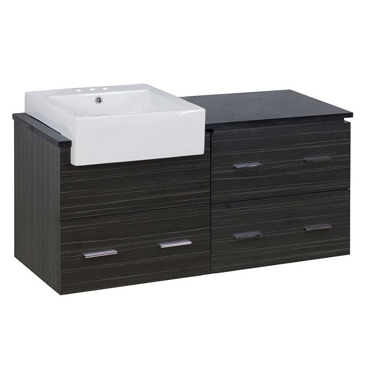 48.75-in. W Wall Mount Dawn Grey Vanity Set For 3h4-in. Drilling Black Galaxy Top