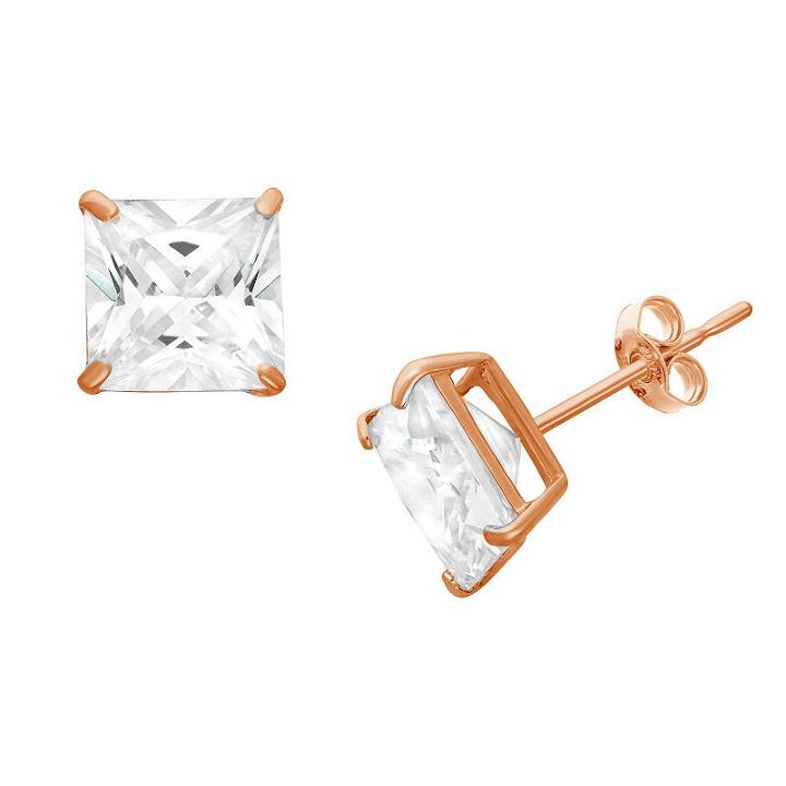 Diamonart 3/4 Ct. T.w. White Cubic Zirconia Square Stud Earrings