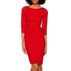 Tiana B. 3/4 Sleeve Side-ruched Lace Sheath Dress