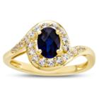 Womens Lab Created Sapphire Blue 14k Gold Over Silver Cocktail Ring