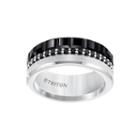 Unisex Genuine Black Sapphire Sterling Silver Tungsten Wedding Band