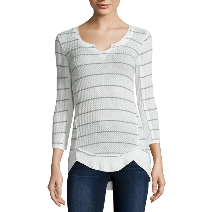 Almost Famous 3/4-sleeve Hacci Top - Juniors