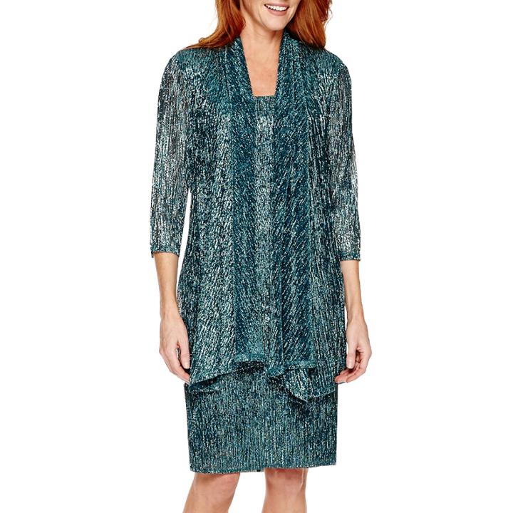 R & M Richards 3/4-sleeve Crinkle Jacket Dress
