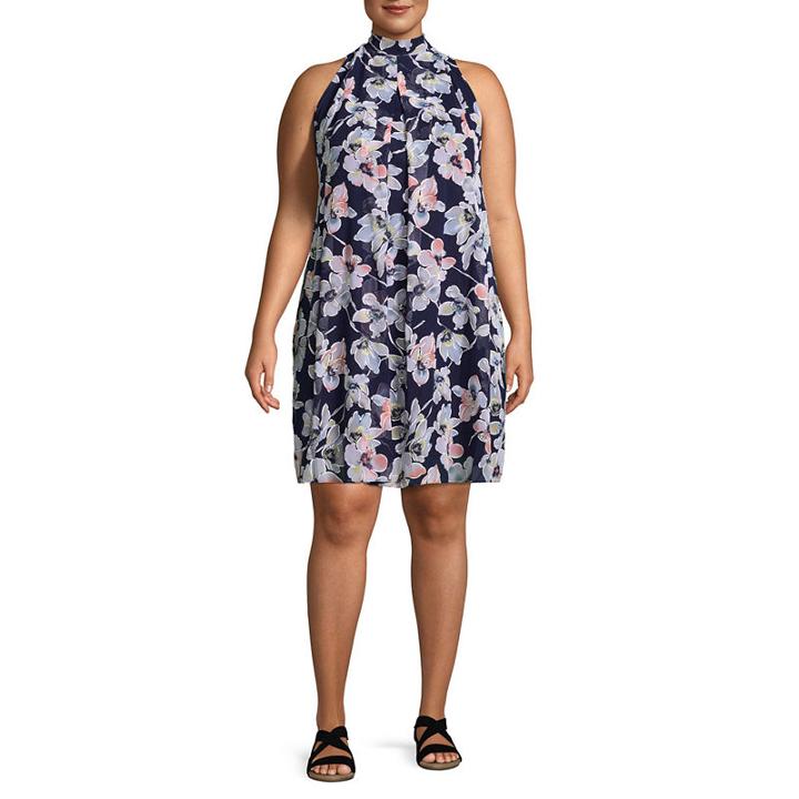 Robbie Bee Sleeveless Floral Sheath Dress - Plus