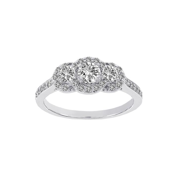 Lumastar 7/8 Ct. T.w. Diamond 14k White Gold 3-stone Bridal Ring