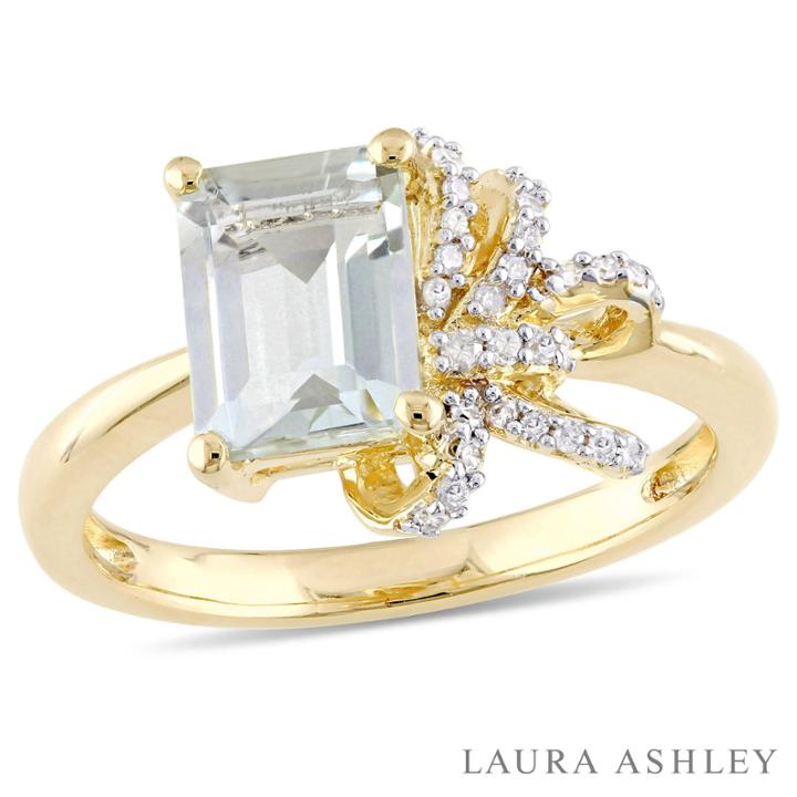 Laura Ashley Womens Genuine Green Amethyst 18k Gold Over Silver Cocktail Ring