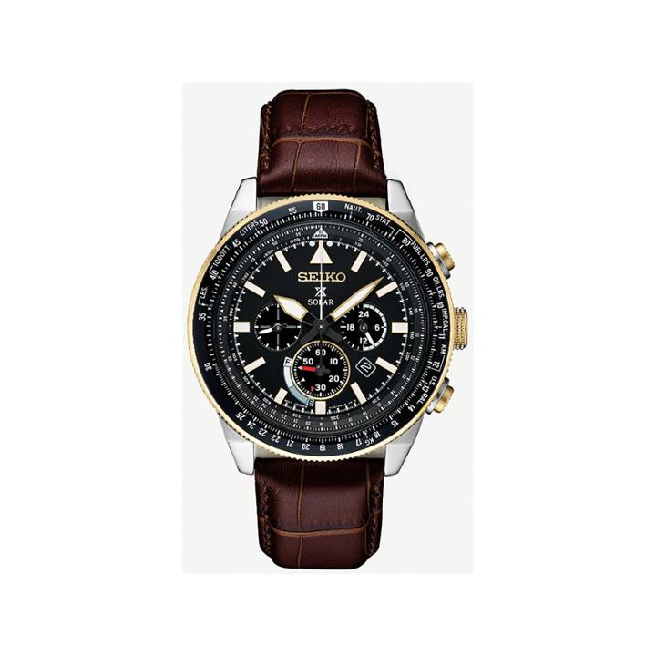 Seiko Prospex Solar Chronograph Mens Brown Strap Watch-ssc632