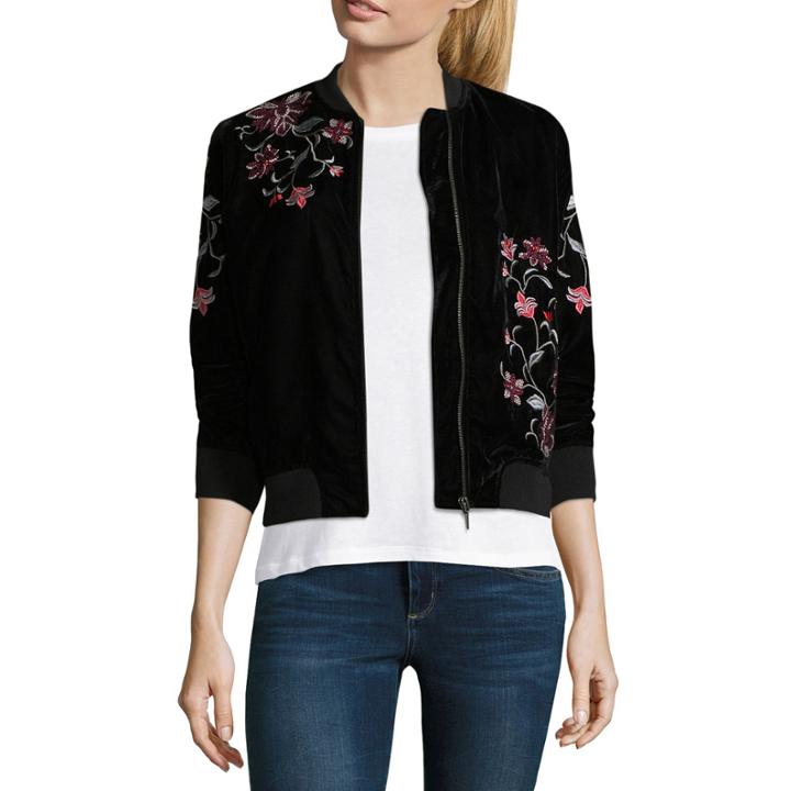 A.n.a. Embroidered Velvet Bomber Jacket