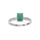 Color-enhanced Emerald And Genuine White Topaz Sterling Silver Ring