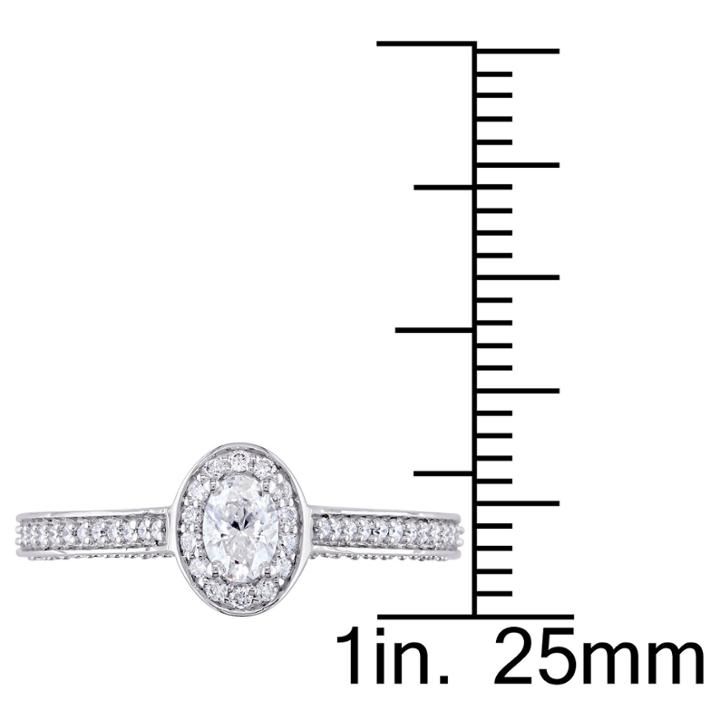 Womens 3/4 Ct. T.w. Genuine Oval White Diamond 14k Gold Engagement Ring