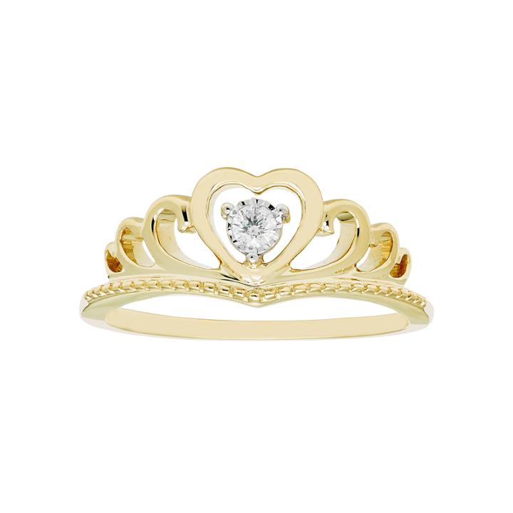Enchanted By Disney Womens Genuine Round Diamond Accent 10k Gold Promise Ring