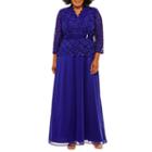 Onyx Nites Long Sleeve Evening Gown-plus