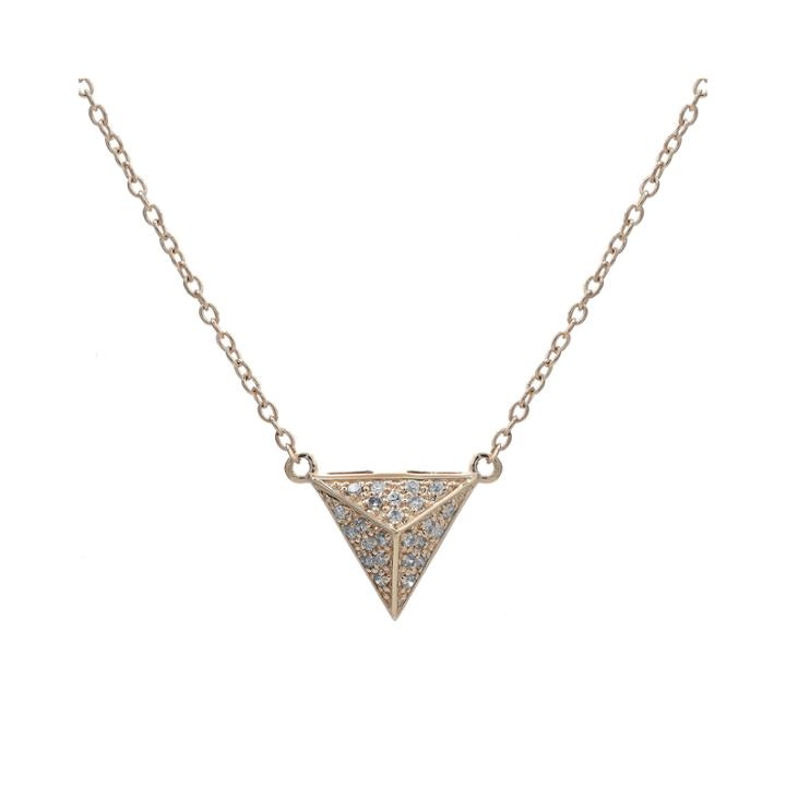 Diamond-accent 10k Rose Gold Pyramid Necklace