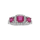 Color-enhanced Ruby And Genuine White Topaz Sterling Silver Ring