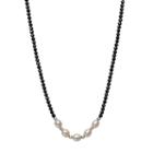 Womens 6mm Black Spinel Cultured Freshwater Pearls Sterling Silver Strand Necklace
