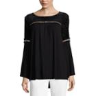 Liz Claiborne Long Sleeve Velvet Burnout T-shirt - Womens