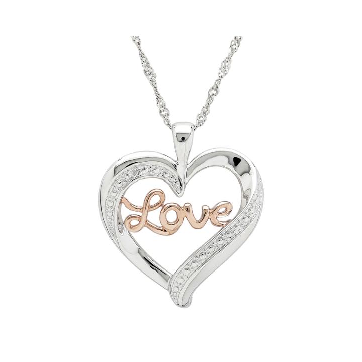 Sterling Silver Diamond Accent Love Heart Pendant