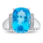 Womens Diamond Accent Blue Blue Topaz 10k Gold Cocktail Ring